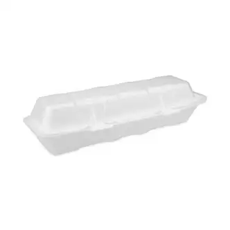 Foam Hinged Lid Containers, Dual Tab Lock Hoagie, 13 x 4 x 4, White, 250/Carton