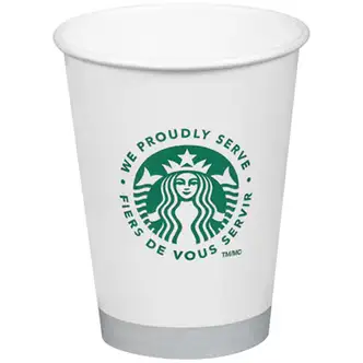 Hot Cups, 12 oz, White with Green Starbucks Logo, 1,000/Carton