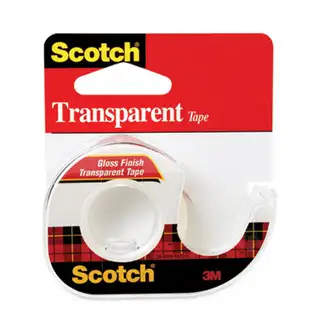 Transparent Tape In Handheld Dispenser, 1" Core, 0.5" x 37.5 ft, Transparent