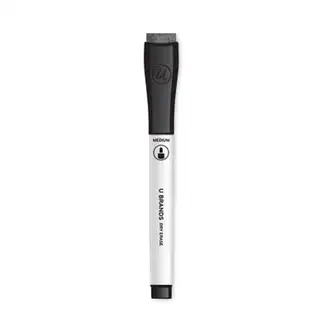 Medium Point Low-Odor Dry-Erase Markers with Erasers, Medium Bullet Tip, Black, Dozen