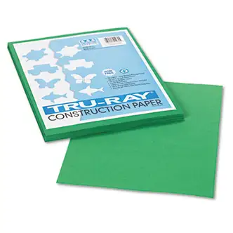 Tru-Ray Construction Paper, 76 lb Text Weight, 9 x 12, Holiday Green, 50/Pack