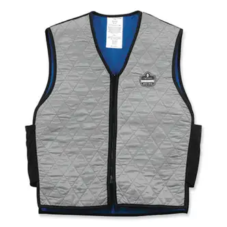 Chill-Its 6665 Embedded Polymer Cooling Vest with Zipper, Nylon/Polymer, Medium, Gray
