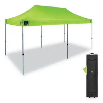 Shax 6015 Heavy-Duty Pop-Up Tent, Single Skin, 10 ft x 20 ft, Polyester/Steel, Lime, Ships in 1-3 Business Days