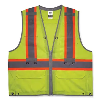 GloWear 8231TV Class 2 Hi-Vis Tool Tethering Safety Vest, Polyester, Small/Medium, Lime, Ships in 1-3 Business Days
