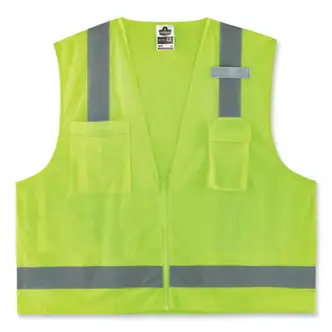 GloWear 8249Z-S Single Size Class 2 Economy Surveyors Zipper Vest, Polyester, Small, Lime, Ships in 1-3 Business Days