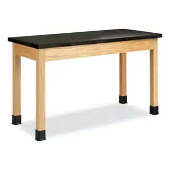 Classroom Science Table, 54w x 24d x 30h, Black Epoxy Resin Top, Clear Northwoods Oak Base