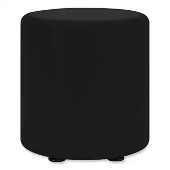 Learn Cylinder Vinyl Ottoman, 15" dia x 18"h, Black, Ships in 1-3 Business Days