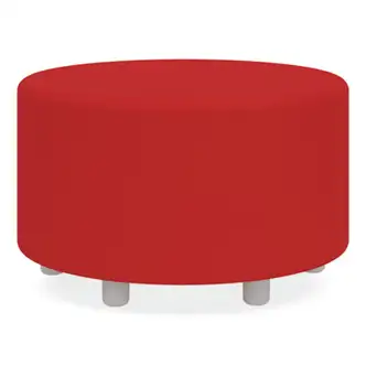 Learn 30" Cylinder Vinyl Ottoman, 30w x 30d x 18h, Red, Ships in 1-3 Business Days
