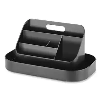 Portable Caddy, 6 Compartments, Plastic, 12.75 x 7.25 x 8.5, Black, Ships in 1-3 Business Days