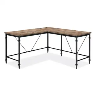 Breslyn L-Shaped Desk with Integrated Power Management, 59.5" x 59.5" x 30.25", Natural Hickory/Black