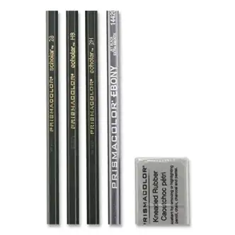 Scholar Graphite Pencil Set, 2 mm, Assorted Lead Hardness Ratings, Black Lead, Dark Green Barrel, 4/Set