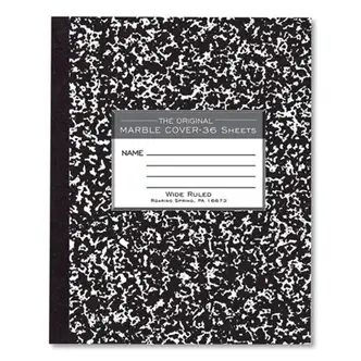Marble Cover Composition Book, Wide/Legal Rule, Black Marble Cover, (36) 8.5 x 7 Sheets