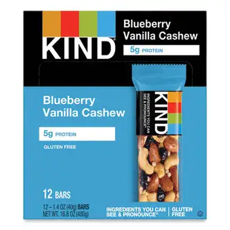 Fruit and Nut Bars, Blueberry Vanilla and Cashew, 1.4 oz Bar, 12/Box
