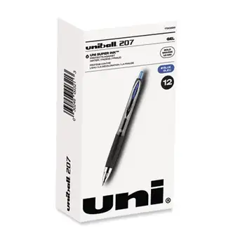 Signo 207 Gel Pen, Retractable, Bold 1 mm, Blue Ink, Smoke/Black/Blue Barrel, Dozen