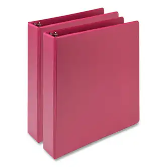 Earth's Choice Plant-Based Economy Round Ring View Binders, 3 Rings, 1.5" Capacity, 11 x 8.5, Pink, 2/Pack