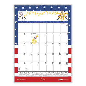 Academic Year Recycled Seasonal Wall Calendar, Illustrated Seasons Artwork, 12 x 16.5, 12-Month (July to June): 2024 to 2025
