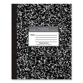 Marble Cover Composition Book, Wide/Legal Rule, Black Marble Cover, (60) 10 x 8 Sheets