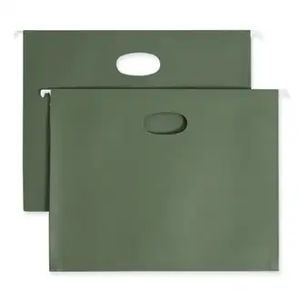 Hanging Pockets with Full-Height Gusset, 1 Section, 1.75" Capacity, Letter Size, Straight Tabs, Standard Green, 25/Box
