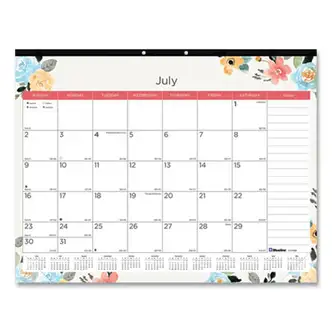 Academic 18-Month Desk Pad Calendar, 22 x 17, White/Multicolor Sheets, Black Headband, 18-Month (July to Dec): 2024 to 2025