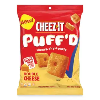 Puff'd Crackers, Double Cheese, 3 oz Bag, 6/Carton