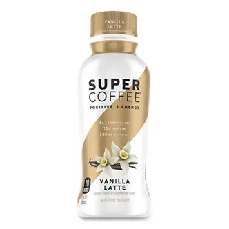Super Coffee Ready-to-Drink Coffee, Vanilla Latte, 12 oz Bottle, 12/Carton