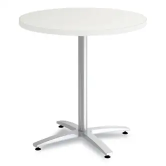 Workplace2.0 Laminate Round Table with X-Base, 30" Diameter, Silver Mesh