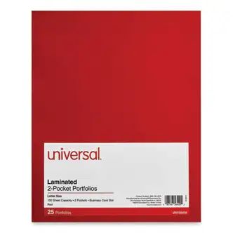 Laminated Two-Pocket Folder, Cardboard Paper, 100-Sheet Capacity, 11 x 8.5, Red, 25/Box