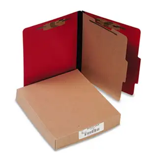 ColorLife PRESSTEX Classification Folders, 2" Expansion, 1 Divider, 4 Fasteners, Letter Size, Executive Red Exterior, 10/Box