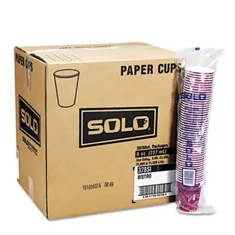 Paper Hot Drink Cups in Bistro Design, 12 oz, Maroon, 50/Bag, 20 Bags/Carton