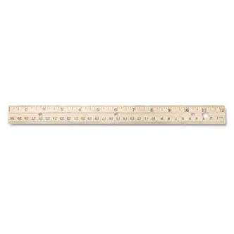 Three-Hole Punched Wood Ruler English and Metric With Metal Edge, 12" Long