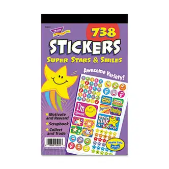 Sticker Assortment Pack, Super Smiles and Stars, Assorted Colors, 738 Stickers/Pad