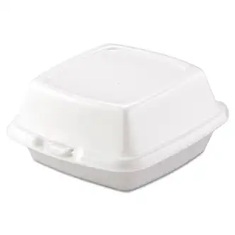 Foam Hinged Lid Containers, 6 x 5.78 x 3, White, 500/Carton