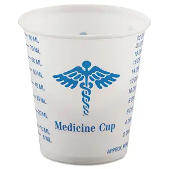 Paper Medical and Dental Graduated Cups, ProPlanet Seal, 3 oz, White/Blue, 100/Bag, 50 Bags/Carton