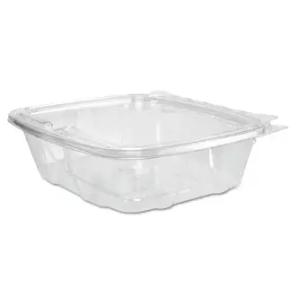 ClearPac SafeSeal rPET Tamper-Resistant Container, ProPlanet Seal, Flat Lid, 24oz, 6.4 x 1.9 x 7.1, Clear, 100/Bag, 2 Bags/CT