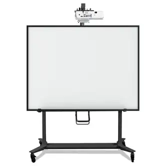 Interactive Board Mobile Stand with Ultra-Short Throw Projector Arm and Mounting Plate, 76" x 26" x 70" to 80", Black