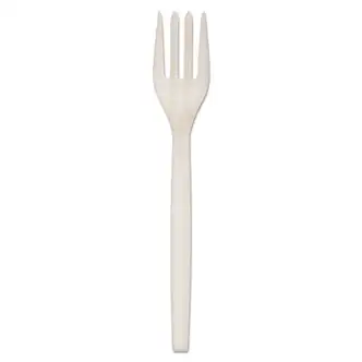 EcoSense Renewable Plant Starch Cutlery, Fork, 7", 50/Pack, 20 Packs/Carton