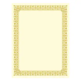 Premium Certificates, 8.5 x 11, Ivory/Gold with Fleur Gold Foil Border, 15/Pack