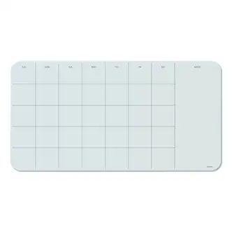 Cubicle Glass Dry Erase Board, Undated One Month, 23 x 12, White Surface