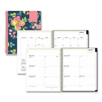 Day Designer Peyton Create-Your-Own Cover Weekly/Monthly Planner, Floral Artwork, 11 x 8.5, Navy, 12-Month (Jan-Dec): 2024