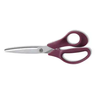 Stainless Steel Scissors, 8" Long, 3.58" Cut Length, Purple Straight Handle