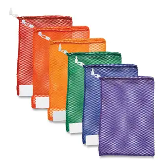 Heavy-Duty Mesh Bag, 12" x 18", Gold, Green, Orange, Purple, Royal Blue, Scarlet Red, 6/Set