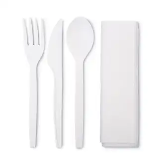 EcoSense Renewable PSM Wrapped Cutlery Kit, White, 250/Carton