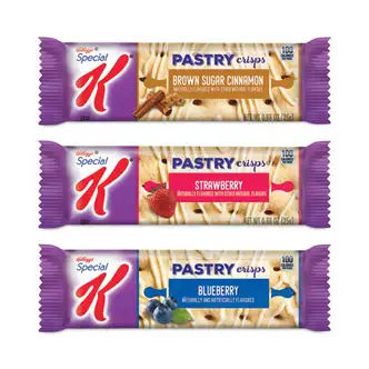 Special K Pastry Crisps, (36) Strawberry; (24) Blueberry, 0.88 oz, 2/Pouch, 30 Pouches/Carton, Ships in 1-3 Business Days