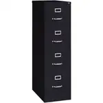 Lorell Fortress Series 25" Commercial-Grade Vertical File Cabinet - 15" x 25" x 52" - 4 x Drawer(s) for File - Letter - Vertical - Security Lock, Ball-bearing Suspension, Heavy Duty - Black - Steel - Recycled