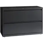 Lorell Fortress Series Lateral File - 42" x 18.6" x 28.1" - 2 x Drawer(s) - Legal, Letter, A4 - Lateral - Rust Proof, Leveling Glide, Interlocking, Ball-bearing Suspension - Charcoal - Baked Enamel - Steel - Recycled