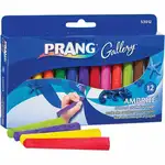 Prang Gallery Ambrite Colored Chalk - 3.2" Length - 0.4" Diameter - Assorted - 12 / Box - Non-toxic