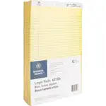 Business Source Legal Pads - 50 Sheets - 0.34" Ruled - 16 lb Basis Weight - Legal - 8 1/2" x 14" - Canary Paper - Micro Perforated, Easy Tear, Sturdy Back - 1 Dozen