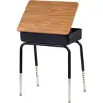 Virco Student Desk - Rectangle - 4 Legs - 24" x 24" x 30" - Metal - Charcoal Black Box, Medium Oak Top