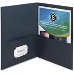 Business Source Letter Recycled Pocket Folder - 8 1/2" x 11" - 100 Sheet Capacity - 2 Inside Front & Back Pocket(s) - Paper - Dark Blue - 35% Recycled - 25 / Box