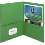 Business Source Letter Recycled Pocket Folder - 8 1/2" x 11" - 100 Sheet Capacity - 2 Inside Front & Back Pocket(s) - Paper - Green - 35% Recycled - 25 / Box